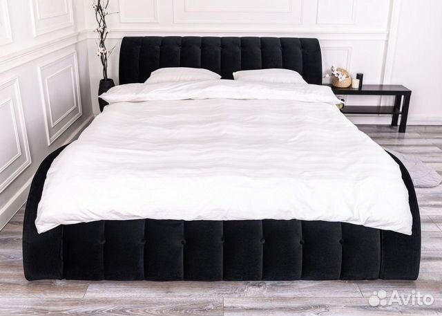 Кровать 160х200 черный велюр Мадрид