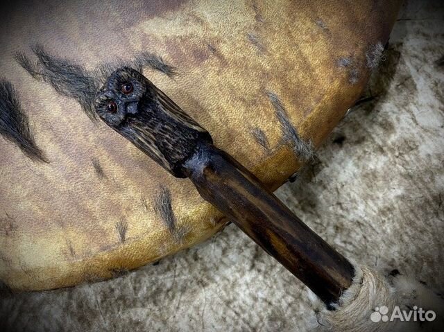 Колотушка для бубна сова меховая