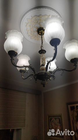 Люстра и бра с ониксом Югославия винтаж