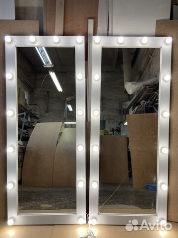 Зеркало в пол с лампами, зеркало с подсветкой
