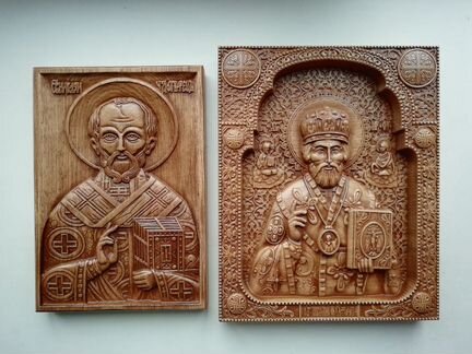 Николай Чудотворец - резная икона из дуба