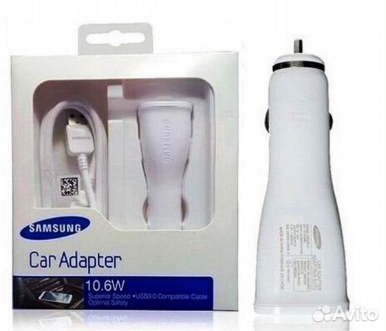 Комплект автомобильный зарядки (азу) samsung origi