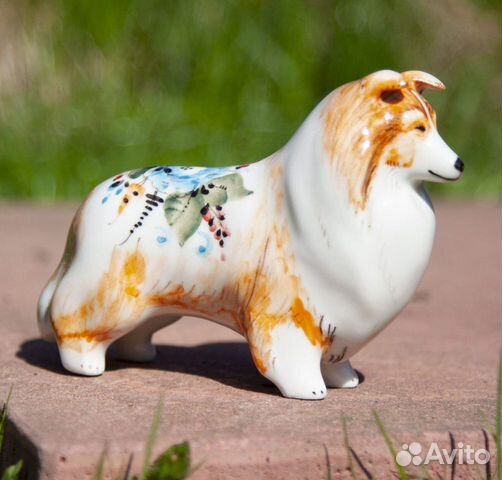 Шелти статуэтка из фарфора Гжель