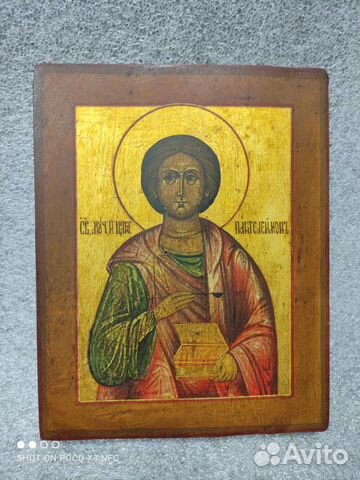 Старинная икона Пантелеймон Целитель 19 век