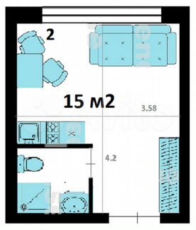 Квартира-студия, 15 м², 1/5 эт.
