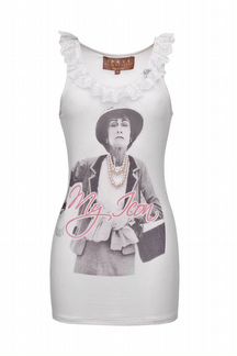 Белая майка Space принт Coco Chanel