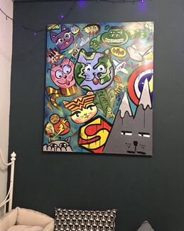 Картина котики-супергерои