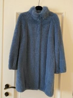 Шуба тонкая норка голубая