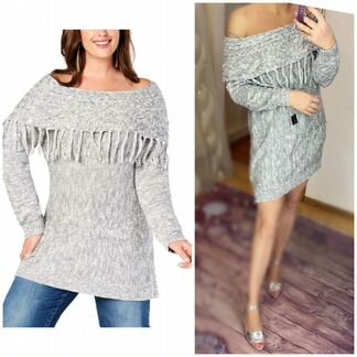 Вязаная туника с бахрамой Inc international L/XL