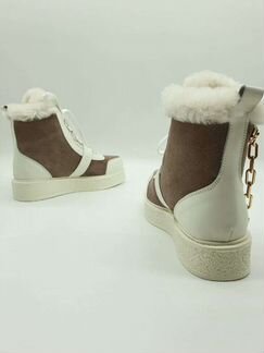 Зимние кеды черные белые с коричневым Луи виттон