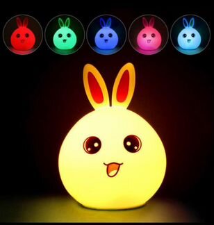 Силиконовый ночник зайчик с пультом управления