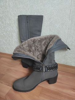 Сапоги зимние кожаные (замша), размер 38-38,5