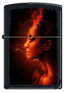 Зажигалка zippo Девушка-огонь Black Matte