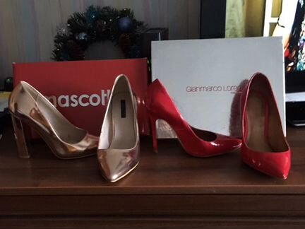 Туфли красные mascotte, золотые Lost ink