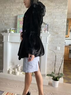 Шуба норковая с капюшоном