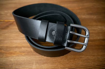 Ремень Мужской Кожаный 45 мм Широкий Черный крс