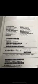 MacBook Pro 2,6 /32гб/512гб /R5500M - 4gb рст