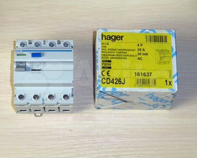 Hager Узо 4p 25/40/63А, 30/100/300мА, тип AC и A