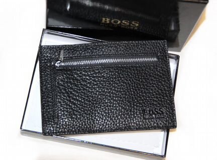 Кошелек визитница обложка Boss из натуральной кожи