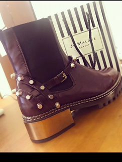 Ботинки Бордовые грубые кожа марсала шипы