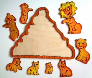 Новая.Деревянная головоломка Львы.Smile decor