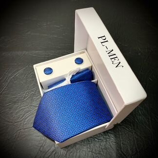 Подарочный набор галстук запонки платок мужской