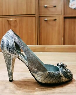 Итальянские серебряные туфли нат. кожа