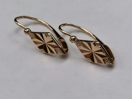 Золотые советские серьги Ромбики