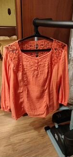 Кофта женская летняя кораллового цвета р. 48