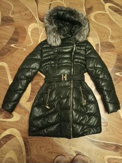 Пуховик кожанный