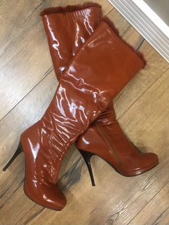 Зимние сапоги из натуральной кожи с мехом кролика