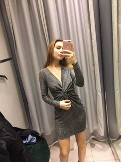 Серебристое платье из h&m