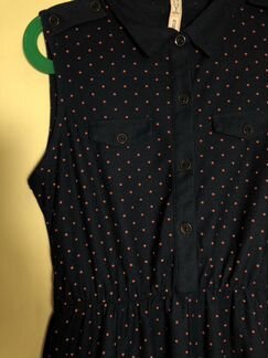 Платье (сарафан) Springfield синее в горошек