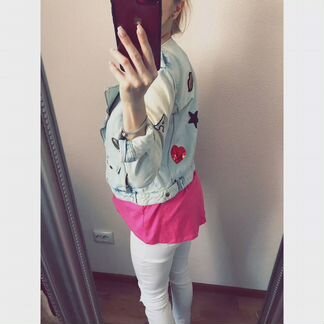 Джинсовая куртка косуха zara