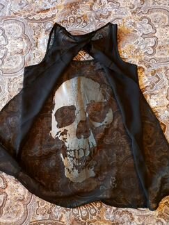 Новый черный топ принт череп