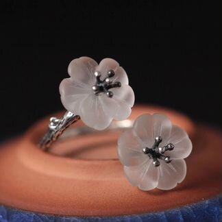 Серебряное колечко с двумя цветами от Sakura Dream