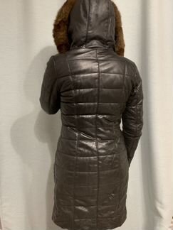 Пуховик натуральная кожа женский 42р